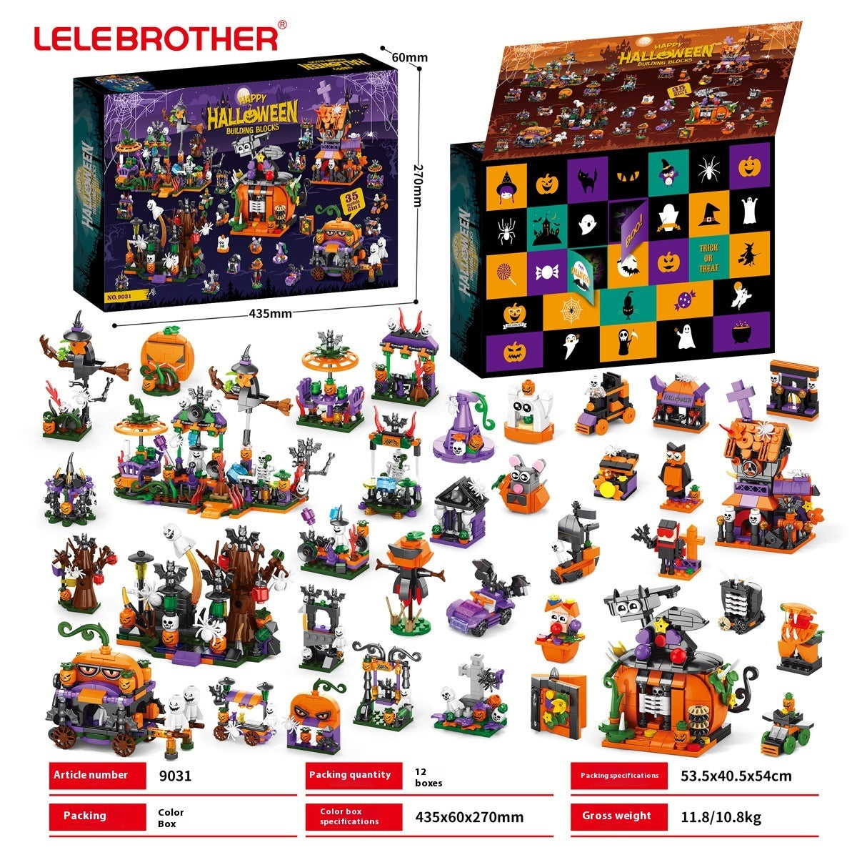 Halloween Pumpkin House Ghost House Building Blocks/Advent Calendar