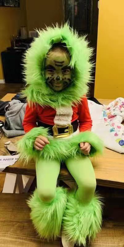 Kid's Furry Green Santa Suit
