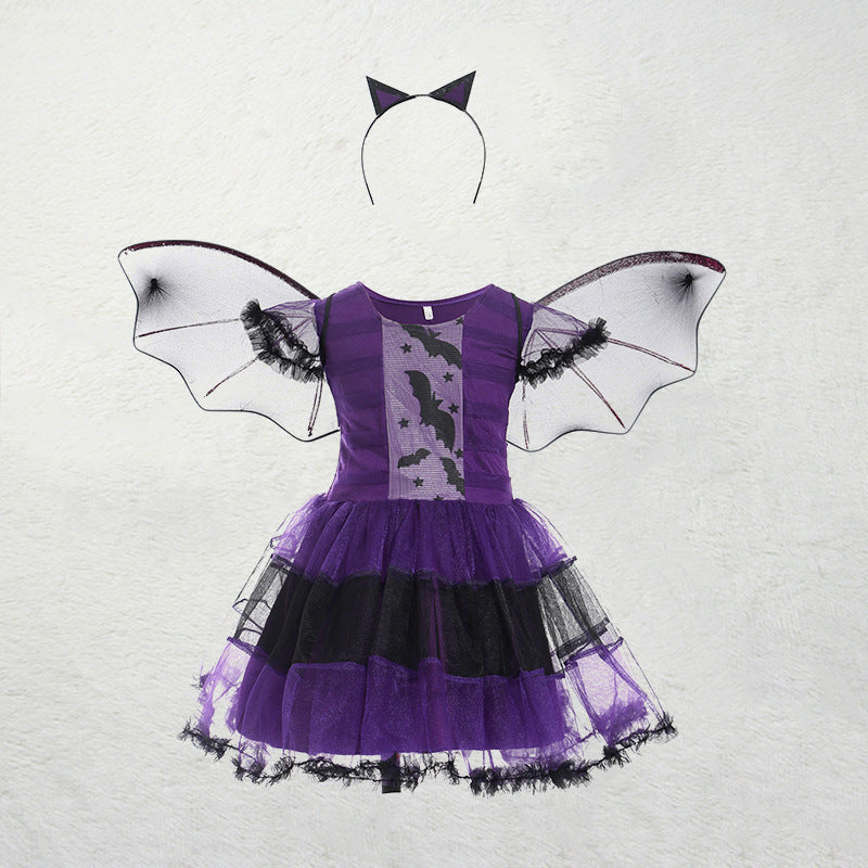 Halloween child witch, bat or cloak costume and / or broom