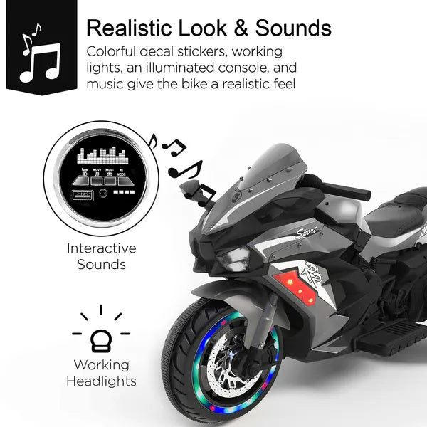 Motorcycle For Kids, 12V Electric Ride On Motorcycle For Brithday Gifts, Kids Motorcycle With LED Lights, Music