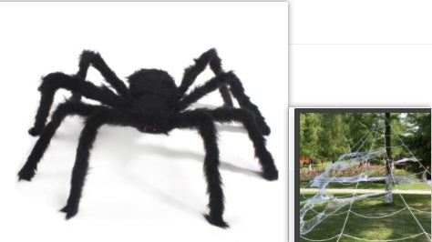 Halloween Plush Spider and/or Giant Web Haunted House Prop Indoor Outdoor Giant Decor