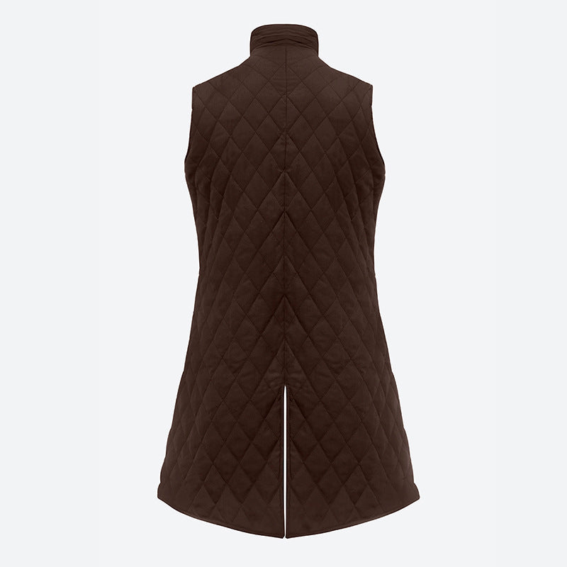 Quilted Pirate Vest w/ Standing Collar and Buckle Closure