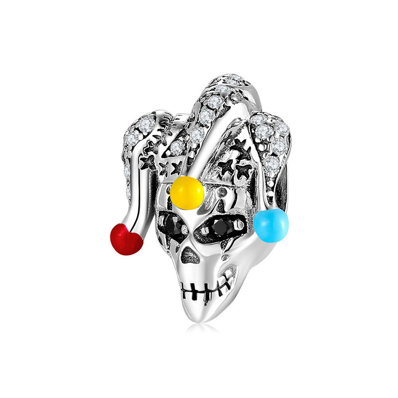 S925 Sterling Silver Beads Pendant Halloween Skull Clown Bracelet Diy Accessories Beads