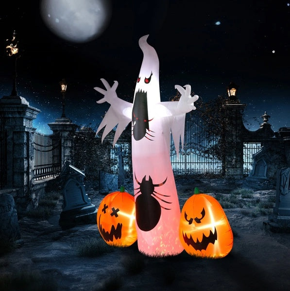 11.8 Ft Halloween Inflatable Ghost w/Pumpkins