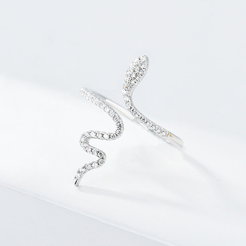 Sterling Silver Fancy Diamond Snake Ring Jewelry