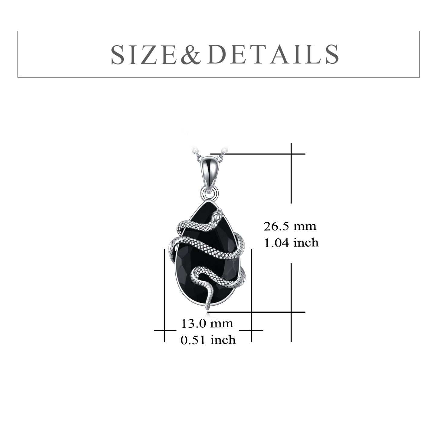 Sterling Silver Black Obsidian Tourmaline Crystal Snake Necklace