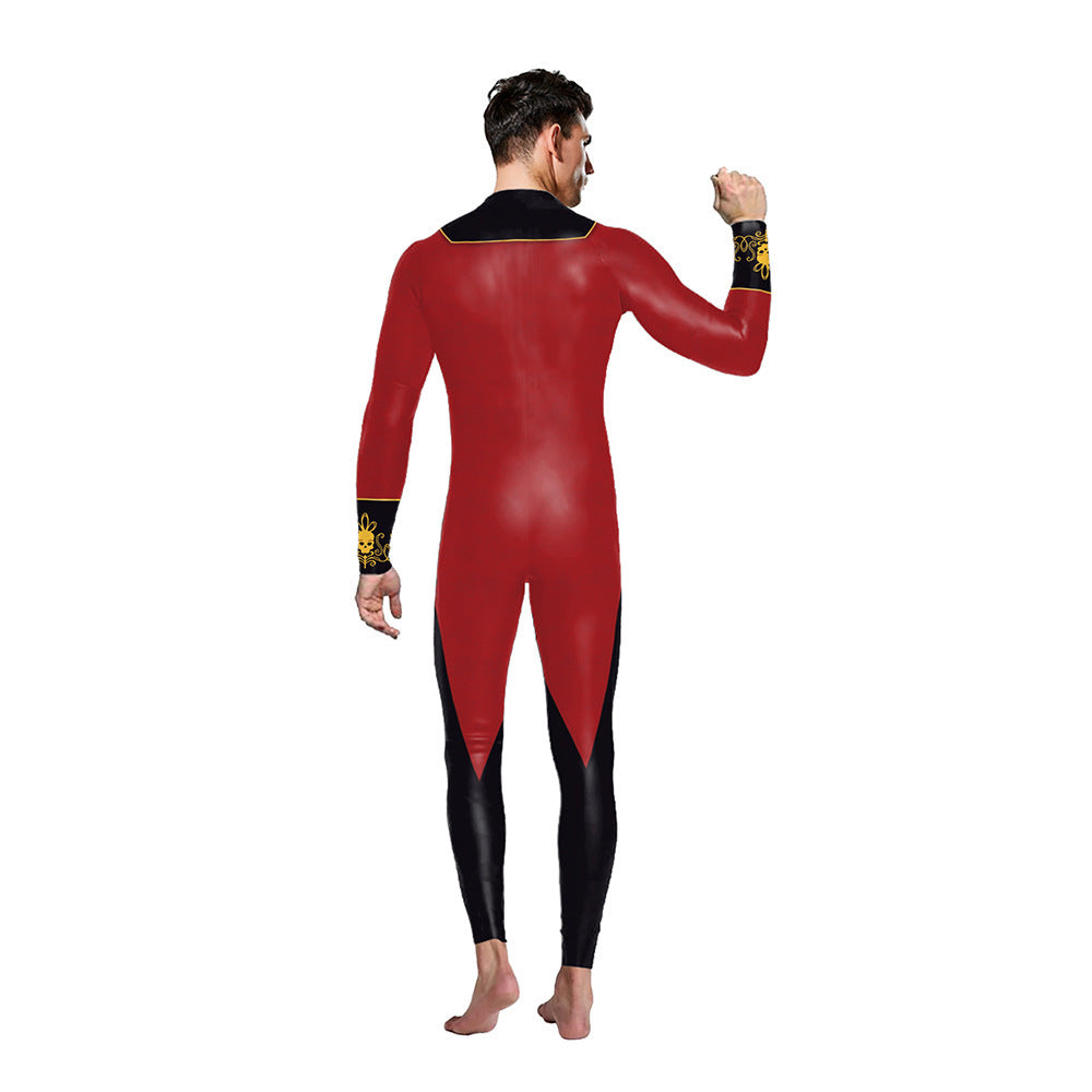 Wansheng Men's One-piece Tight Jumpsuit Circus Ring Master Costumes