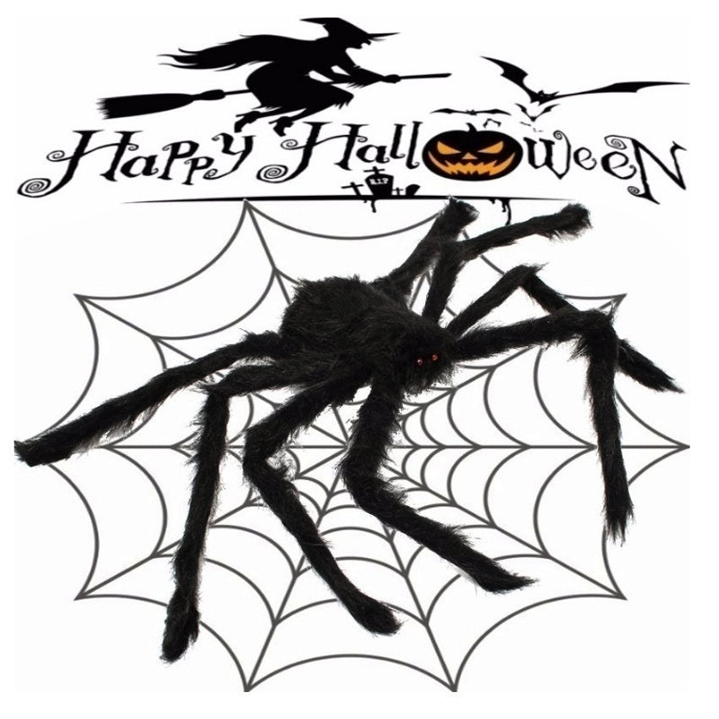 Halloween Plush Spider and/or Giant Web Haunted House Prop Indoor Outdoor Giant Decor