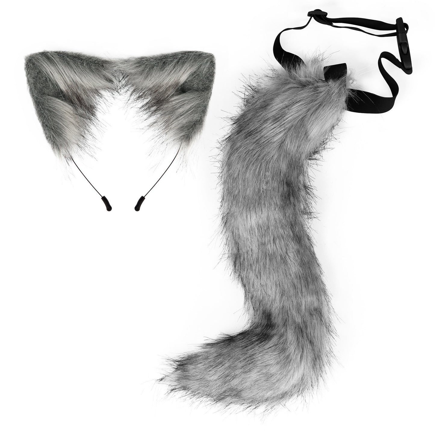 Plush Faux Foxtail and Ears Headband