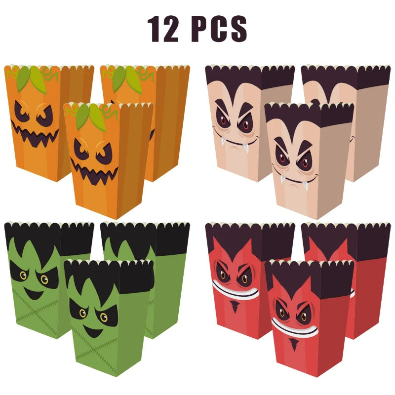 12 Pieces Halloween Popcorn / Snack Treat Boxes