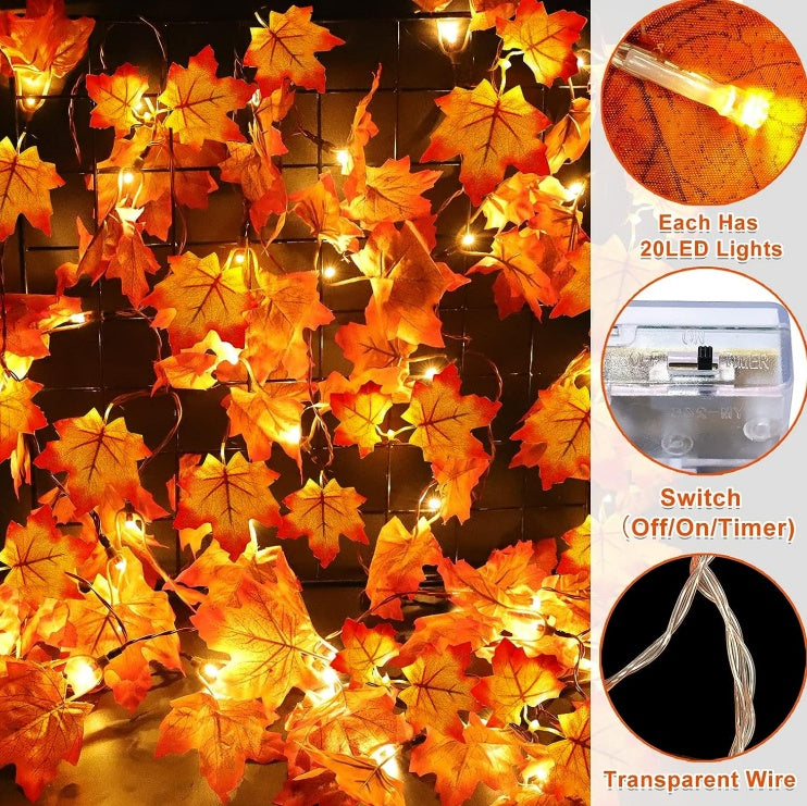 Fairy Light Maple Leaf 6 1/2 Ft Garland