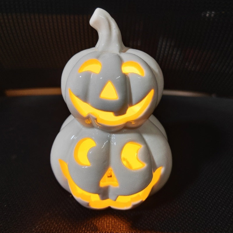 Halloween Pumpkin Lamp Ceramic Luminous Skull or Bat Decoration