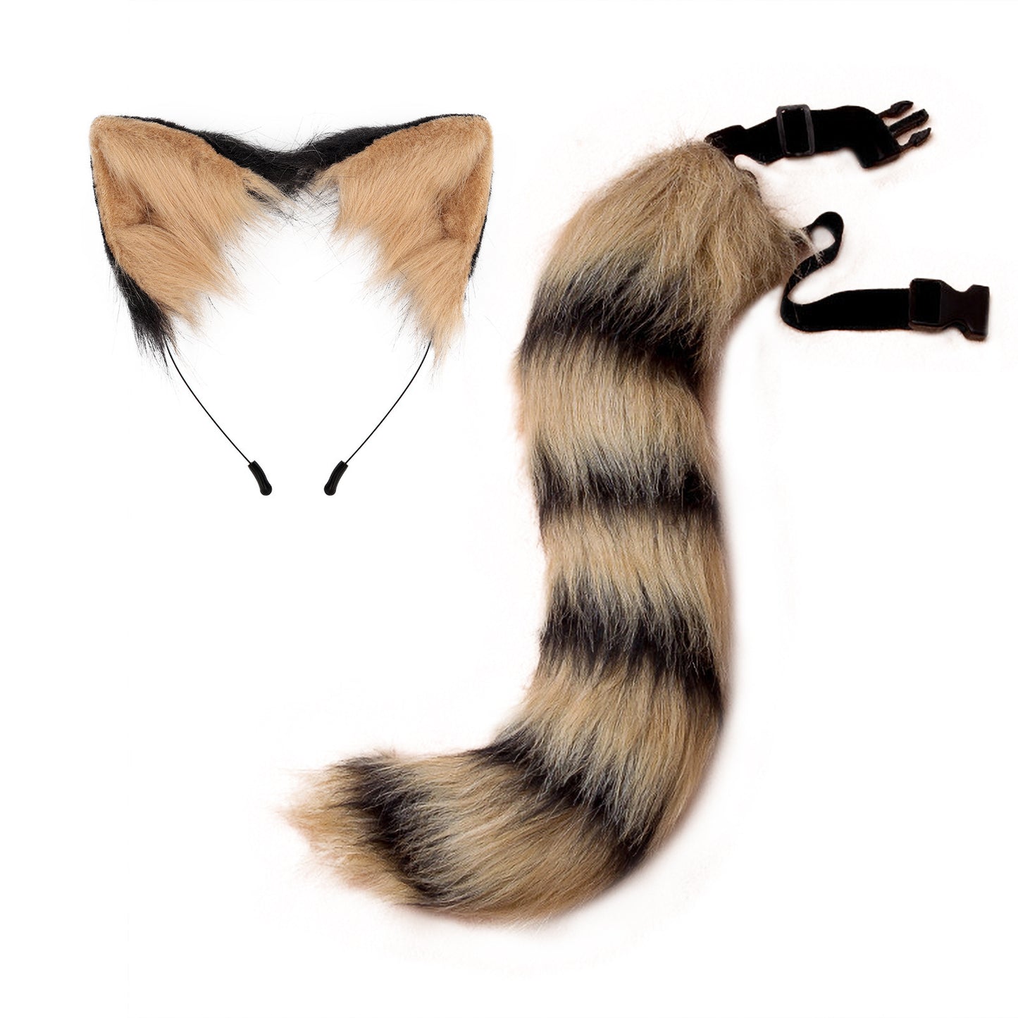 Plush Faux Foxtail and Ears Headband