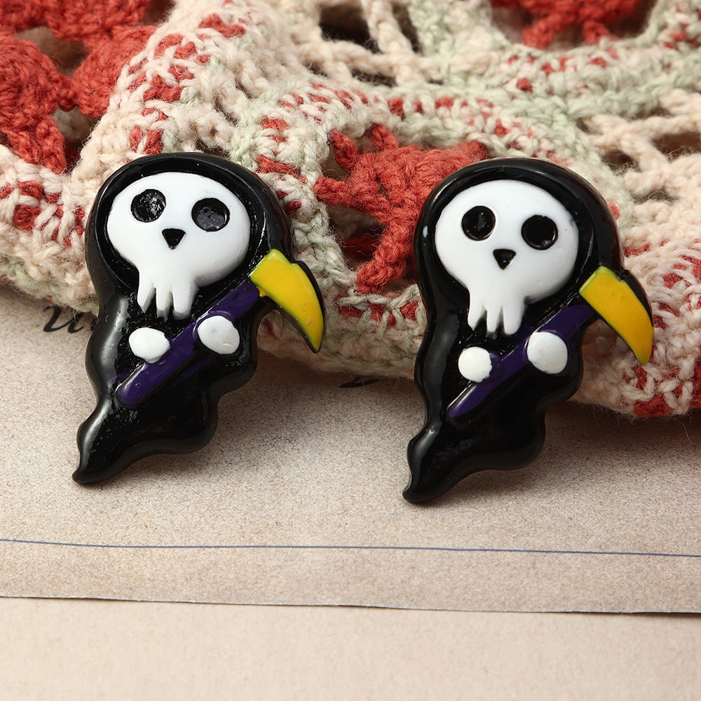 Fashion Jack-o-lantern, Bat and Reaper Stud Earrings