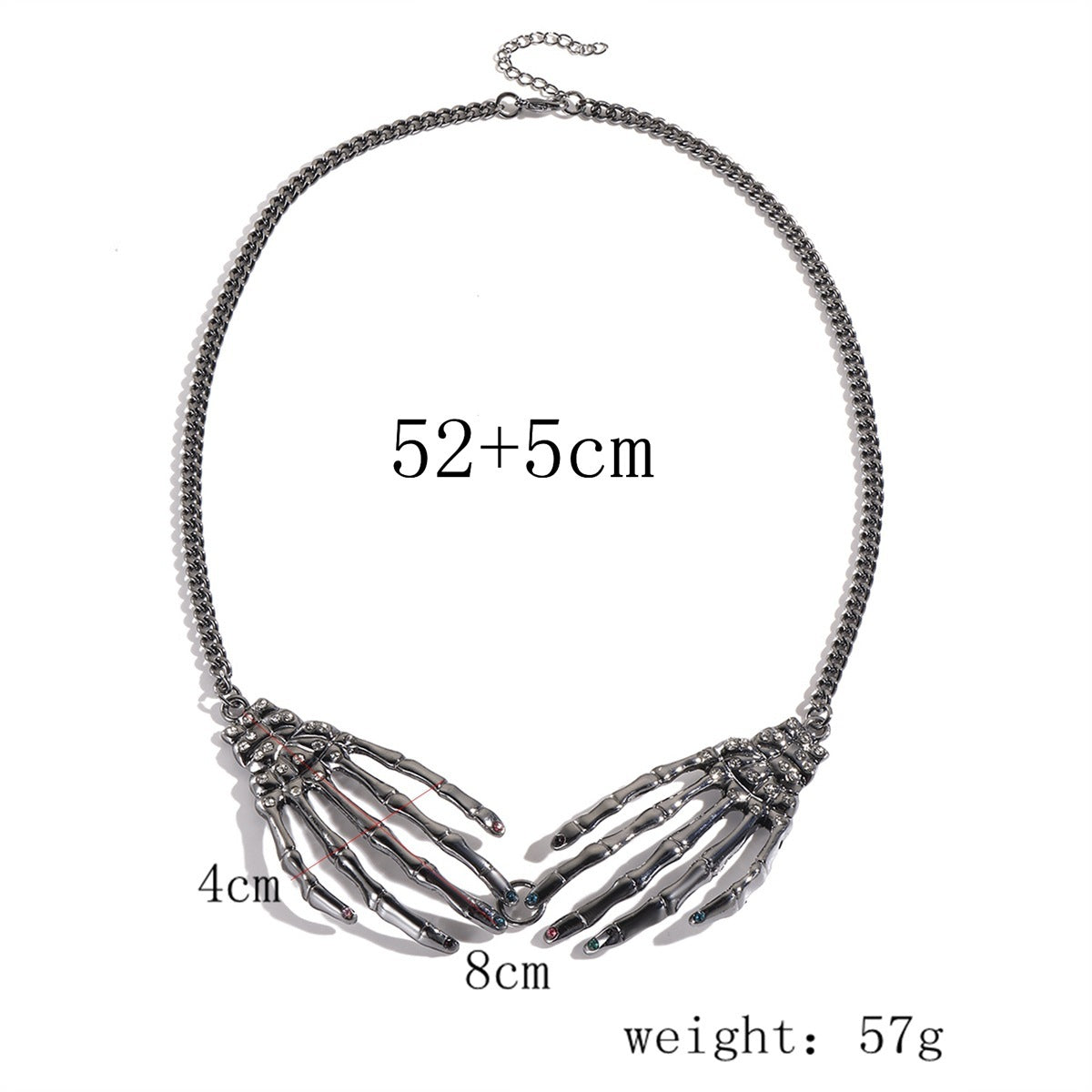 Rhinestone-Studded Skeleton Necklace