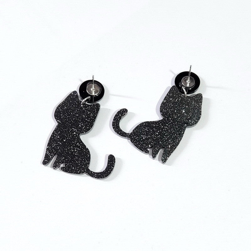 Black Cat Skeleton Earrings