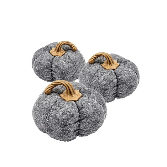 Set Of 3, 8.3x8.3x5.5 Gray Pumpkin Ornament Decor