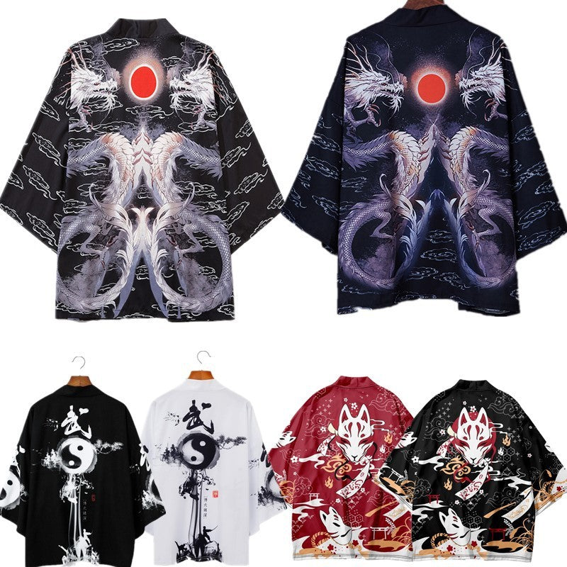 Chinese Style Longteng Picture National Fashion Retro Han Ukiyo-e Cloak Harajuku