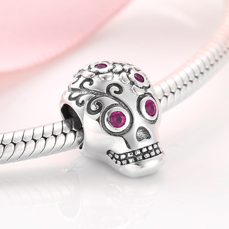 S925 Sterling Silver Beads Pendant Halloween Skull Clown Bracelet Diy Accessories Beads