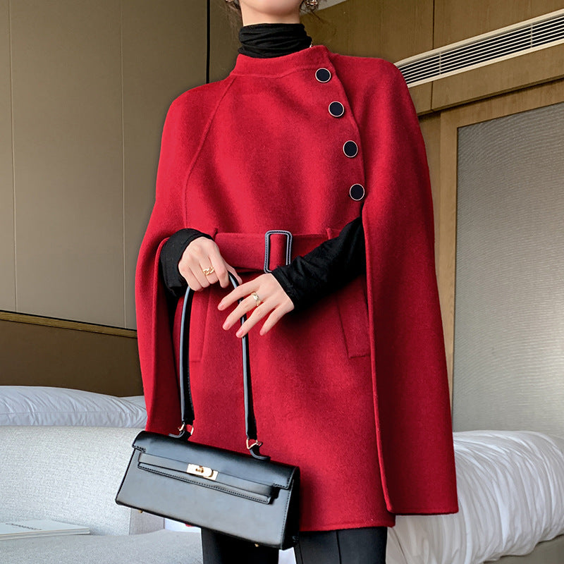 Cloak-style Loose Wool Double-faced Woolen Coat