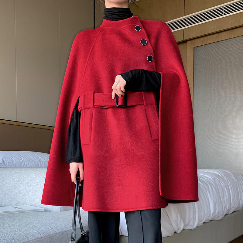 Cloak-style Loose Wool Double-faced Woolen Coat