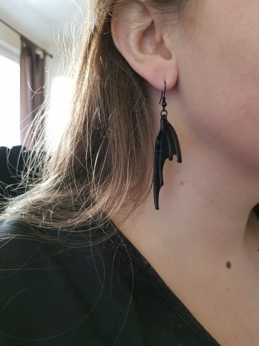 Vintage Dark Halloween Bat wings Earrings