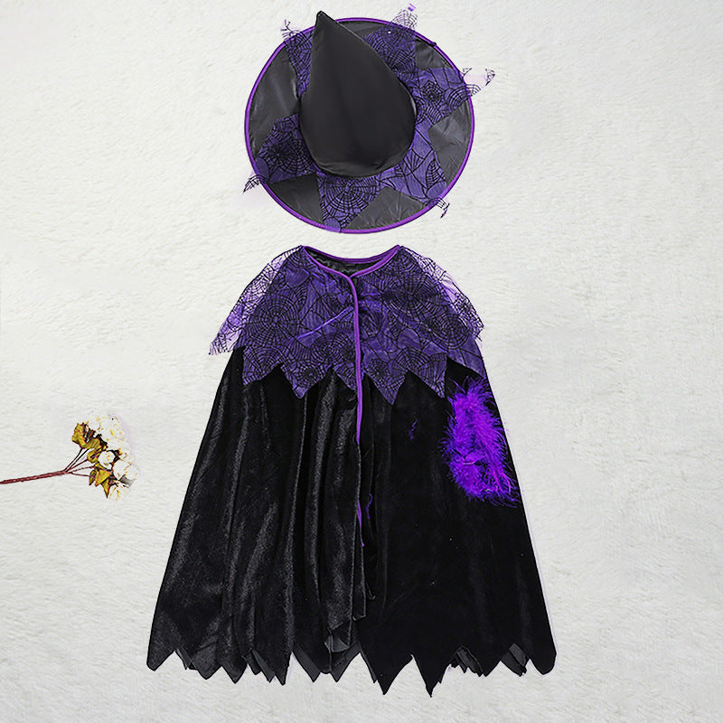 Halloween child witch, bat or cloak costume and / or broom