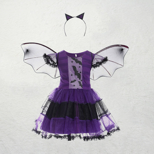 Halloween child witch, bat or cloak costume and / or broom