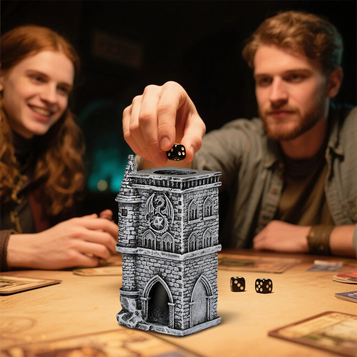 D20 Castle Resin Dice Tower Gift Box Set – Medieval Fantasy DnD Accessory