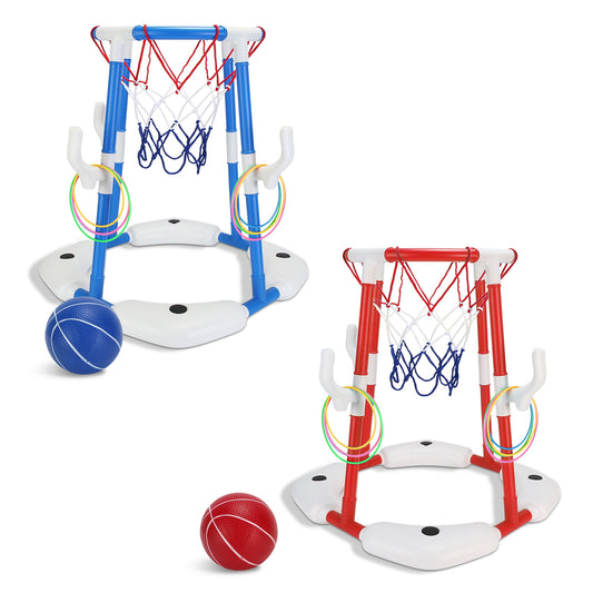Floating Pool Basketball Hoop Set – 4 Balls & 4 Rings for Kids & Adults
