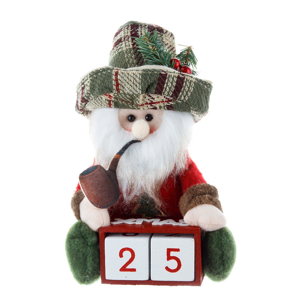 Christmas Calendar Old Man Snowman Doll Ornament Wooden Creative Home Festival Christmas Decoration