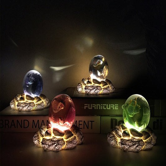 LED Lava Dragon Egg Statue Resin  Reiki Home Decor