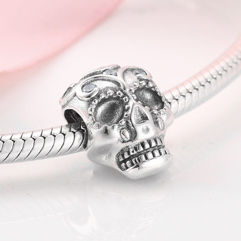 S925 Sterling Silver Beads Pendant Halloween Skull Clown Bracelet Diy Accessories Beads