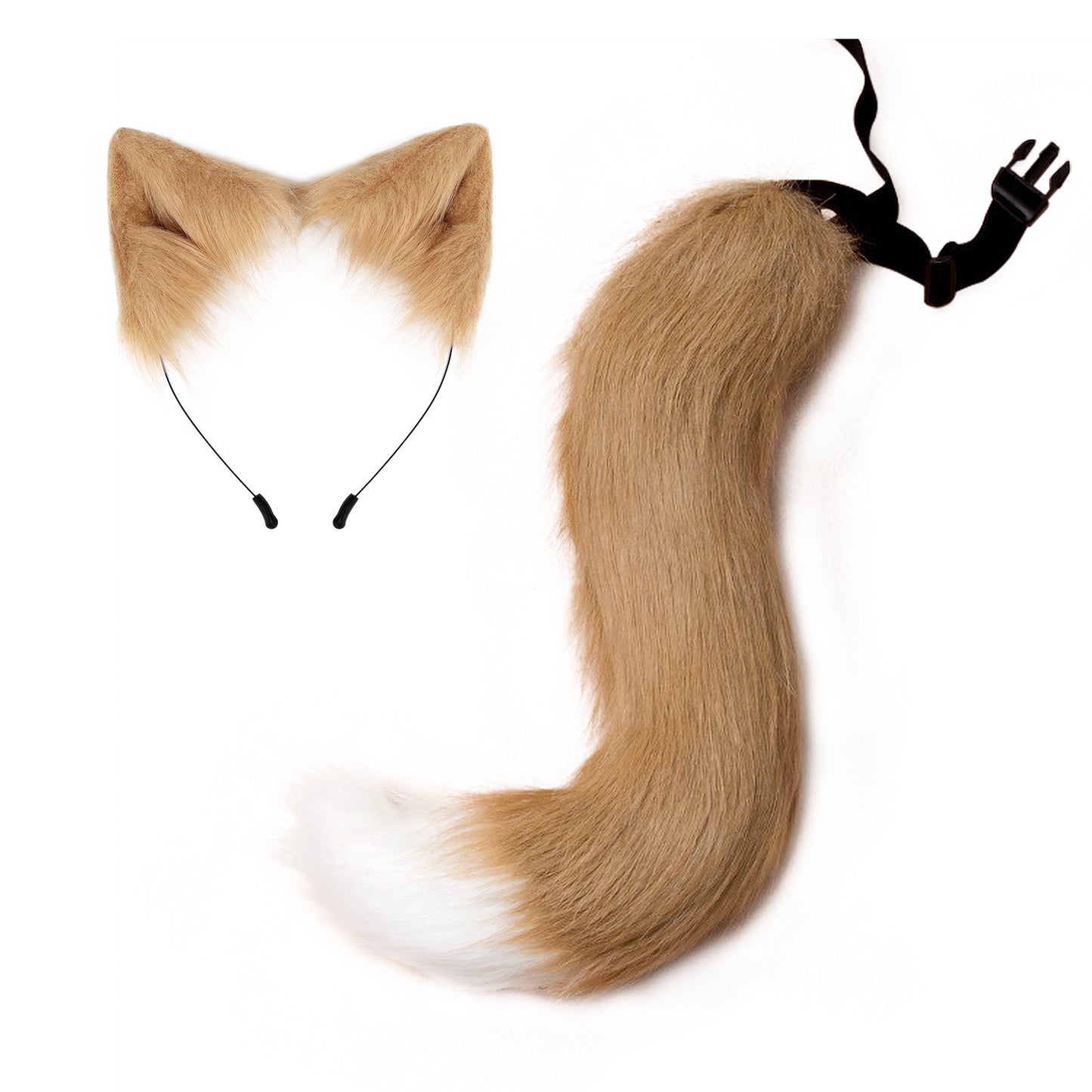 Plush Faux Foxtail and Ears Headband