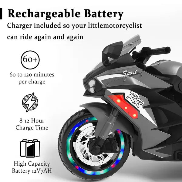 Motorcycle For Kids, 12V Electric Ride On Motorcycle For Brithday Gifts, Kids Motorcycle With LED Lights, Music