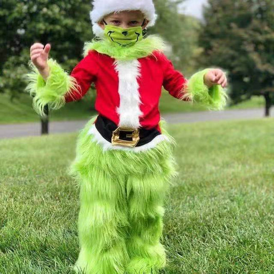 Kid's Furry Green Santa Suit