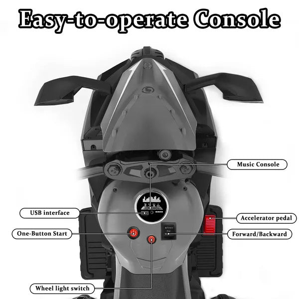 Motorcycle For Kids, 12V Electric Ride On Motorcycle For Brithday Gifts, Kids Motorcycle With LED Lights, Music