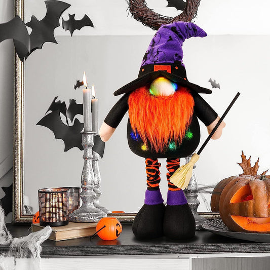 Halloween Lighted Gnome 23in tall retractable legs