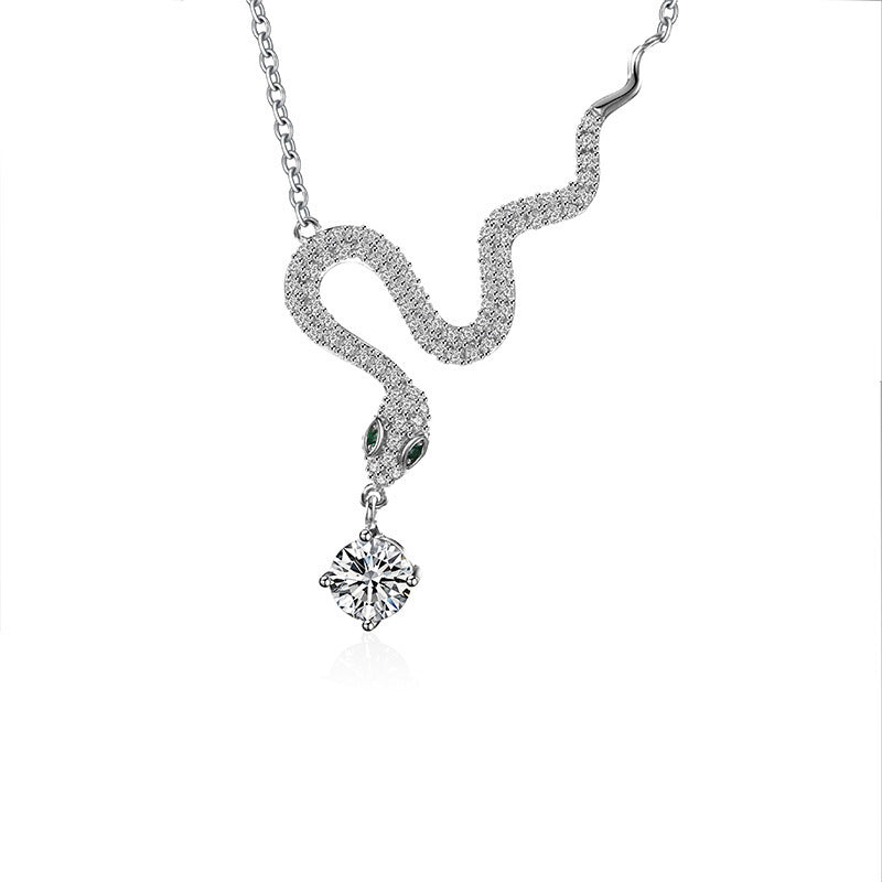S925 Sterling Silver Jewelry Cross Snake Year Necklace