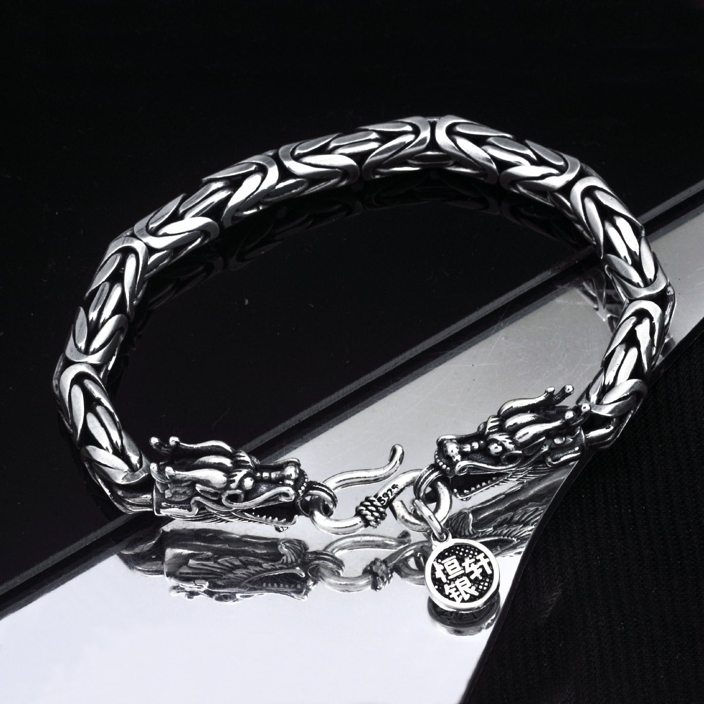 S925 Sterling Silver Men's Dragon Bracelet