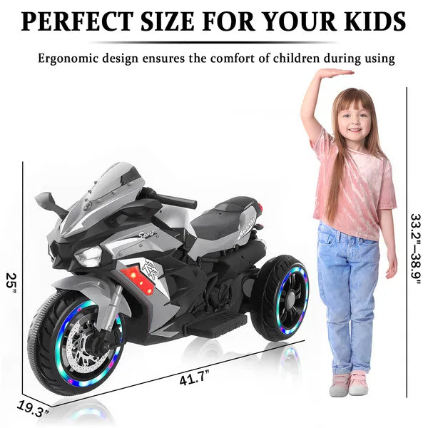 Motorcycle For Kids, 12V Electric Ride On Motorcycle For Brithday Gifts, Kids Motorcycle With LED Lights, Music