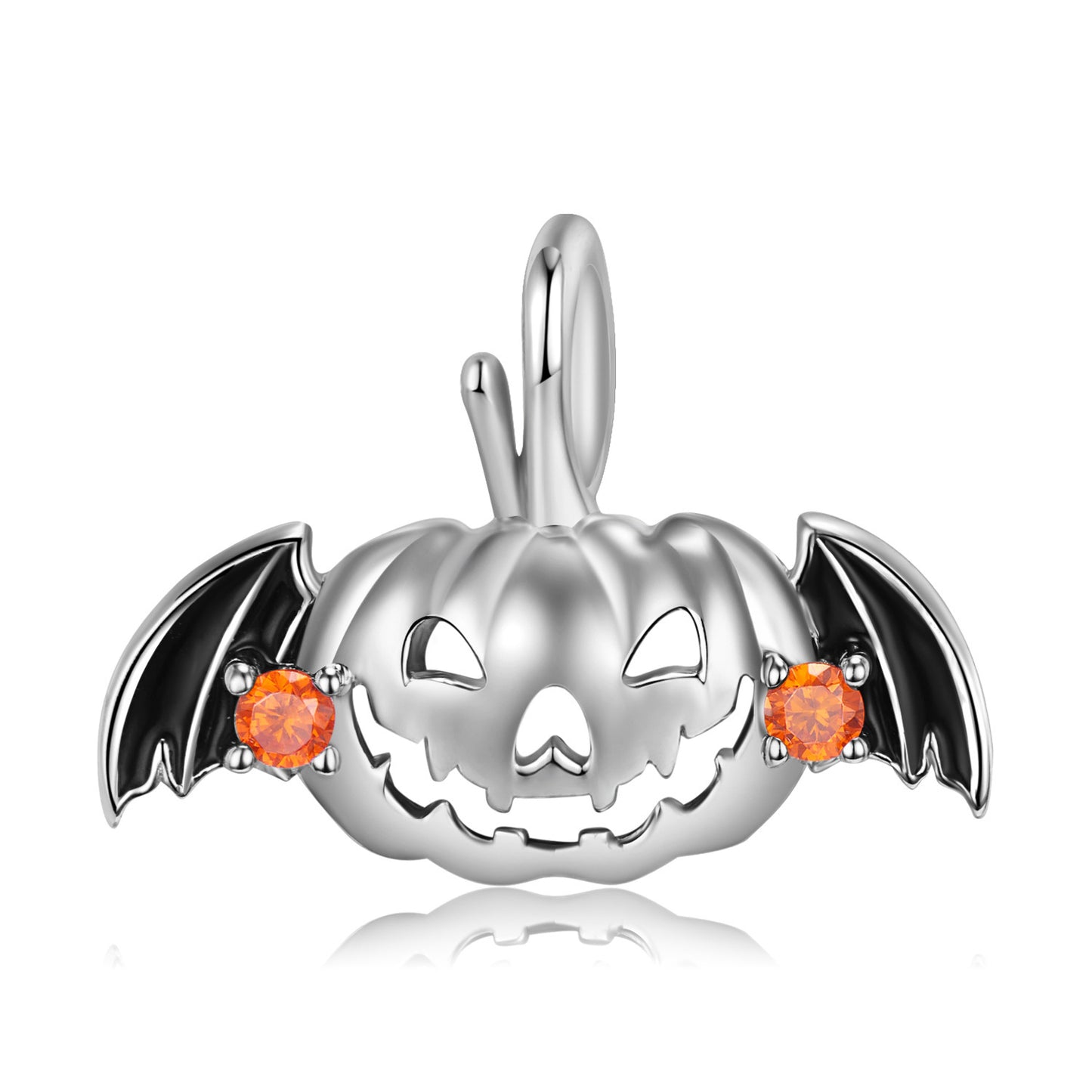 S925 Sterling Silver Flying Pumpkin Necklace Exquisite Halloween Jewelry