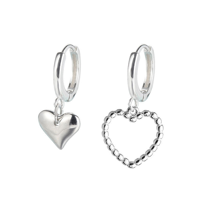 Fashion Trending Hollow Asymmetric Love Heart Earrings