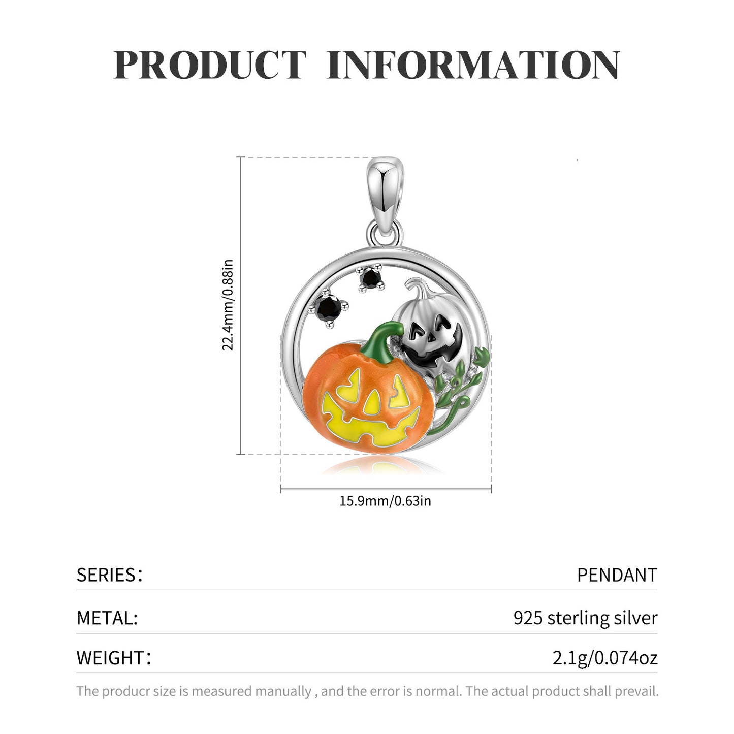 Jack o Lantern  S925 Silver Necklace