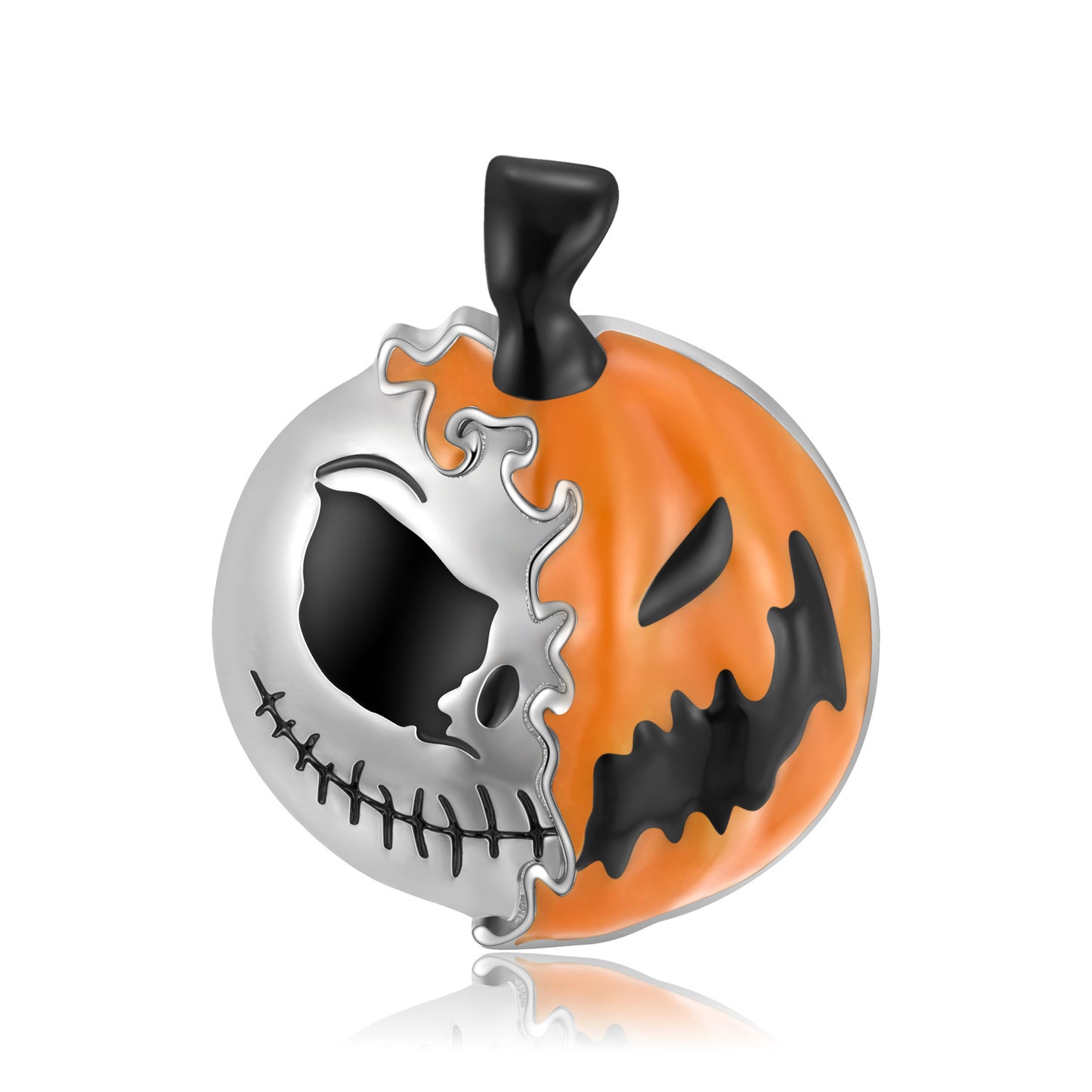 Unique Evil Double Face Pumpkin Necklae S925 Sterling Silver