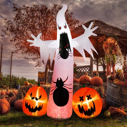 11.8 Ft Halloween Inflatable Ghost w/Pumpkins