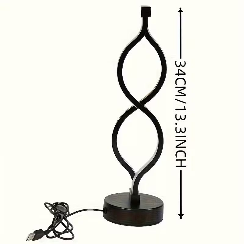 Wave-Shaped USB Desk Lamp – 3-Color Dimmable LED Bedroom Light (Set of 2)