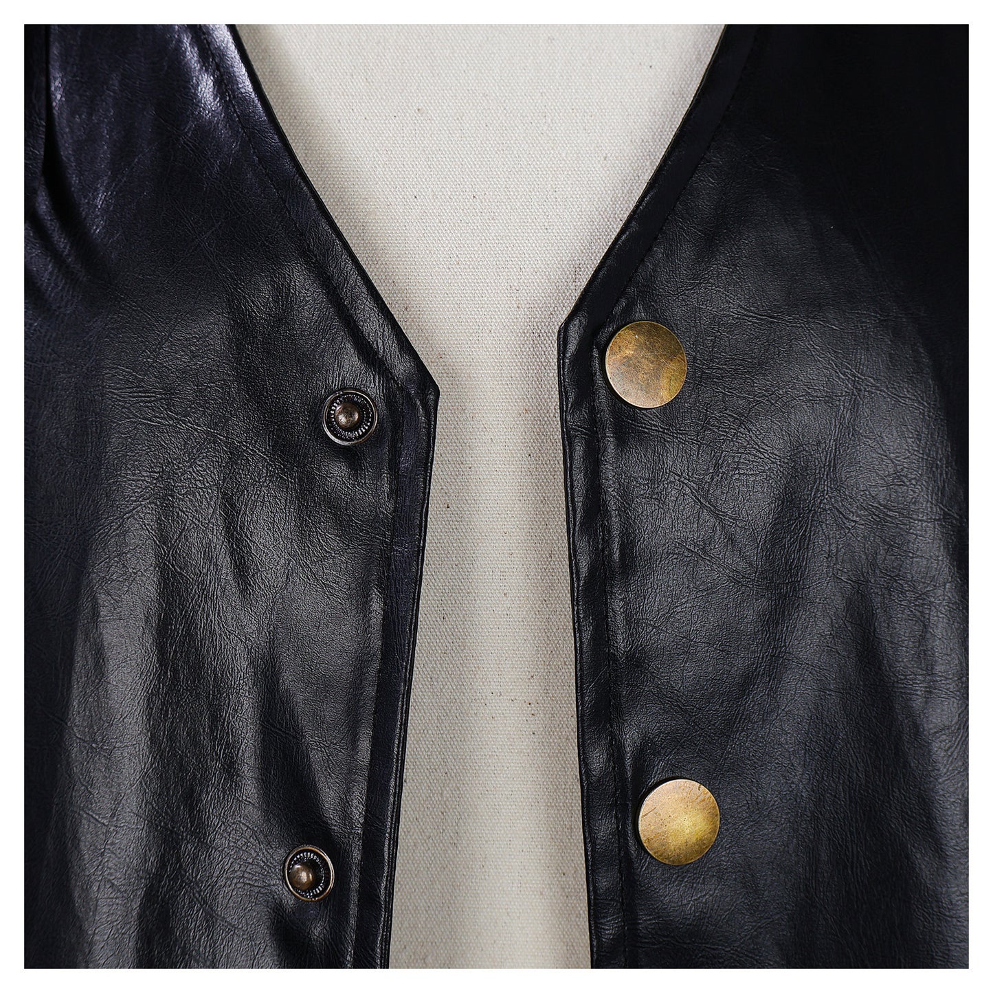 Faux Leather Biker Vest and Gloves