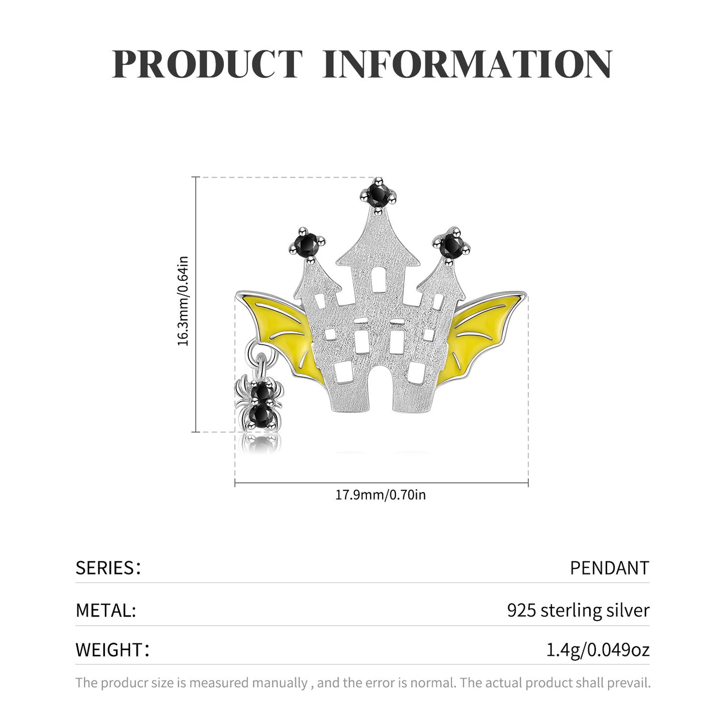 Original And Creative Bat Castle S925 Sterling Silver Necklace Cute Ins Halloween Gift