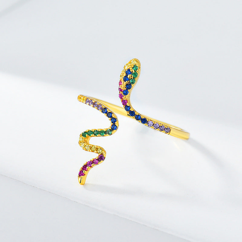 Sterling Silver Fancy Diamond Snake Ring Jewelry